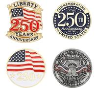 Juego De 4 Broches Conmemorativos Del 250 Aniversario De Estados Unidos, Ideales Para Decorar Día De Independencia.
