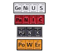 Juego de 4 broches de símbolos de elementos químicos, tabla periódica de elementos, pin esmaltado, insignias de ciencia, letras creativas de química, pin de solapa, mochila, decoración de mochila