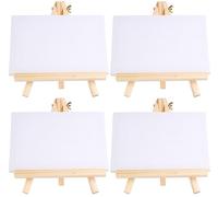 Juego de 4 caballete de mesa de madera, 15 x 20 cm, lienzo con caballete de 18 x 24 cm, pequeño caballete de mesa de madera, trípode para dibujar, decoración de mesa para cumpleaños, fiestas