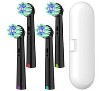 Juego de 4 cabezales de cepillo de dientes Cross Clean y estuche de viaje para cepillo de dientes, compatible con el cepillo de dientes eléctrico Oral B, cabezal de repuesto para cepillo de dientes 4
