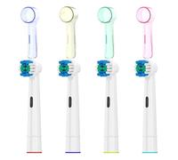 Juego de 4 cabezales de repuesto con cabezal de cepillo de dientes, cubiertas protectoras a prueba de polvo, compatibles con Oral B, cepillos de dientes eléctricos(White-Colorful)