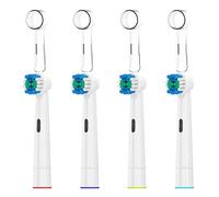 Juego de 4 cabezales de repuesto con cabezal de cepillo de dientes, cubiertas protectoras a prueba de polvo, compatibles con Oral B, cepillos de dientes eléctricos(White-Clear)