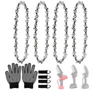Juego de 4 cadenas de sierra de 1/4 pulgadas LP, grosor de 0,43 pulgadas, hoja de sierra de cadena de bajo retorno, incluye guantes y ganchos, para riel guía de 4 pulgadas, 28 eslabones, compatible