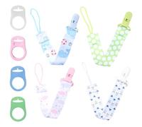 Juego de 4 cadenas para chupete, con 4 anillos de silicona, para la mayoría de chupetes y mordedores