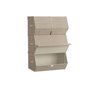 SONGMICS Juego de 4 Cajas de Almacenamiento con Tapas, Apilables, Cubos de Almacenamiento con Cierres Magnéticos, Tela, Marco de Metal, para Ropa, Libros, Beige Arena RLB022Y02