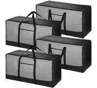Juego de 4 Cajas de Mudanza Grandes de 120L con Tapa, Bolsa de Almacenamiento Grande para Mudanza de Casa, Ropa, Edredón, Debajo de la Cama, Viajes, Bolsas de Lavandería con Cremalleras