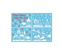Juego de 4 calcomanías navideñas para ventana, calcomanías estáticas de PVC con diseños de muñeco de nieve, ciudad de nieve y alce, decoraciones antiestáticas impermeables para puertas y ventanas de