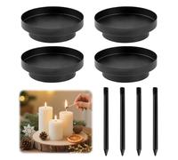 Juego de 4 candelabros para coronas de Adviento, 2 en 1, portavelas de metal, 8 cm, enchufe extraíble, para cenas a la luz de velas, comedor, decoración de chimenea
