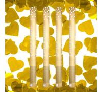 Juego de 4 cánones de confeti corazones oro 60 cm - Lanzador confeti dorado boda salida de novios cumpleaños - Lluvia metálica aire comprimido de alta potencia - cañón de alta potencia - Zenda Club