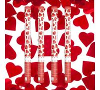 Juego de 4 cánones de confeti corazones rojos 60 cm - Lanzador de confeti para boda, salida de novios, cumpleaños, San Valentín, lluvia metálica aire comprimido, ideal para bodas - Zenda Club