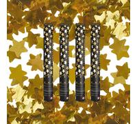 Juego de 4 cánones de confeti mariposas blancas 40 cm - Alcance 5 a 8 m - Lanzador confeti bidegradable boda salida de los novios Baby Shower Bautismo - Zenda Club (estrella dorada)