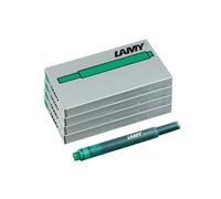 Juego de 4 cartuchos de tinta LAMY T10 con gran capacidad de tinta, aptos para todos los modelos de plumas estilográficas LAMY. Contenido: 1,25 ml por cartucho. 5 uds/paquete. Color tinta: verde