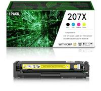 Juego de 4 Cartuchos de tóner 207X (Negro 3200 C/M/Y, 2500 c/u) para Color Laser-Jet Pro M255DW, M255NW, M282NW, M283FDN y M283FDW - W2210X-W2213X (Chip Incluido),Yellow-with Chip