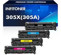 Juego de 4 cartuchos de tóner 305 x CE410 x 305 A CE410 A para HP Laserjet Pro 400 Color M475dn M475dw M451dn M451nw M451dw M351a M375nw (negro, cian, amarillo magenta)