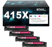 Juego de 4 Cartuchos de Tóner 415X con Chip para HP 415X W2030X W2031X W2032X W2033X compatibles con impresoras Color LaserJet Pro M454DN M454DW MFP M479DW M479FDN M479FDW