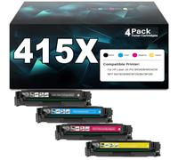 Juego de 4 Cartuchos de Tóner 415X con Chip para HP 415X W2030X W2031X W2032X W2033X compatibles con impresoras Color LaserJet Pro M454DN M454DW MFP M479DW M479FDN M479FDW