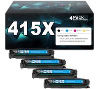 Juego de 4 Cartuchos de Tóner 415X con Chip para HP 415X W2030X W2031X W2032X W2033X compatibles con impresoras Color LaserJet Pro M454DN M454DW MFP M479DW M479FDN M479FDW