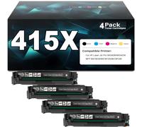 Juego de 4 Cartuchos de Tóner 415X con Chip para HP 415X W2030X W2031X W2032X W2033X compatibles con impresoras Color LaserJet Pro M454DN M454DW MFP M479DW M479FDN M479FDW
