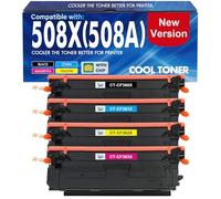 Juego de 4 cartuchos de tóner 508X 508A: 4 unidades M553 de repuesto para impresora HP 508X 508A para impresora Color Enterprise M553 M552 553 MFP M577, nueva versión CF360X, CF361X, CF362X CF363X