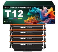 Juego de 4 Cartuchos de Tóner Compatibles T12 para impresoras para Canon i-SENSYS X Series C1333i, C1333iF, C1333P, 1333C y MF1333c, con Chip y Alto Rendimiento