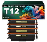 Juego de 4 Cartuchos de Tóner Compatibles T12 para impresoras para Canon i-SENSYS X Series C1333i, C1333iF, C1333P, 1333C y MF1333c, con Chip y Alto Rendimiento