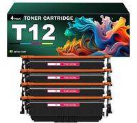 Juego de 4 Cartuchos de Tóner Compatibles T12 para impresoras para Canon i-SENSYS X Series C1333i, C1333iF, C1333P, 1333C y MF1333c, con Chip y Alto Rendimiento