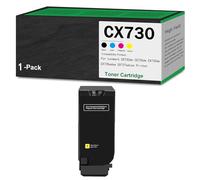 Juego de 4 Cartuchos de tóner de Alta Capacidad CX730 (71C2HK0, 71C2HC0, 71C2HM0, 71C2HY0) para impresoras multifunción Lexmark CS730de, CS735de, CX730de, CX735adse y CX737adzse,Yellow-1Pack