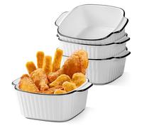 Juego de 4 cazuelas pequeñas de cerámica de alta calidad con asas, horno, microondas y airfryer, perfectas para gratinado, pasta, postres y más pequeñas para 1 persona