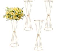 Juego de 4 centros de Mesa geométricos Dorados de 23.6 Pulgadas, Florales, jarrones de Metal para Bodas, Aniversarios, Celebraciones, Fiestas, cumpleaños, Eventos, decoración del hogar