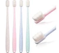 Juego de 4 cepillos de dientes extra suaves 20000 cerdas micro nano cepillo de dientes para encías frágiles adultos niños (azul, verde, rosa, beige)