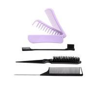 Juego de 4 cepillos de pelo para peinar los bordes y la espalda, cepillo de pelo para burlar, peine de cola clasificada, cepillo desenredante, peine plegable