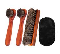 Juego de 4 cepillos para zapatos - Cepillos para botas y gamuza de crin de caballo, cepillo de pulido brillante, adecuado para todo tipo de zapatos y sofás