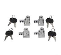 Juego de 4 cerraduras deslizantes de aleación de zinc para vitrinas, incluye llave, apto para vidrio de 5 8 mm sin taladrar agujeros
