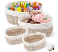 Juego de 4 Cestas Almacenaje Tejida con Cuerda de Algodón, Cesta de almacenamiento para niños Cesta Bebe Organizadoras, Cestas Organizadoras para Baño Juguetes, Cambiador