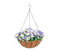 Juego de 4 cestas colgantes para exteriores, 40 cm, colgantes de metal con inserciones de fibra de coco, macetas redondas para jardín, terraza y balcón