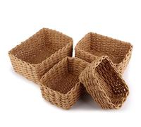 Juego de 4 Cestas de Almacenamiento Trenzadas, Cestas de Mimbre Apilables, Cestas Bohemias,Cestas Organizadoras para Cambiador, Cesta Trenzada para Salón, Cocina, Habitación