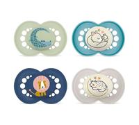 Juego de 4 chupetes Day & Night de MAM de silicona "Skin Soft", para niños a partir de los 16 meses, con 2 cajas estériles