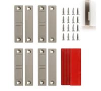 Juego de 4 cierres magnéticos para puerta de armario, ultrafinos, 3,9 mm, 12 kg, fuerza de tracción, metal, soporte magnético para puerta de armario, cajones, muebles, caravanas con tornillos