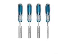 Juego de 4 cinceles de madera con cuchillas de 6, 12, 18, 24 mm para carpintería, tallado y proyectos de bricolaje, acero al cromo vanadio con mango ergonómico y protectores de cuchillas