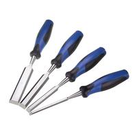 Juego de 4 cinceles de madera para carpintería con asas de acero al cromo vanadio y plástico con tapa de hierro, estuche de papel para carpintero, regalo para hombre
