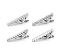 Juego de 4 clips de corbata plateados, alfileres de metal clásico con bordes cuadrados, clip de corbata para boda, negocios, eventos, ocasiones formales casuales, S, Hierro
