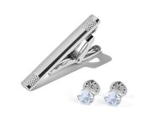 Juego de 4 clips de corbata plateados, alfileres de metal clásico con bordes cuadrados, clip de corbata para boda, negocios, eventos, ocasiones formales casuales, S, Hierro