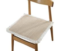 Juego de 4 cojines de asiento con encaje cuadrado - Relleno de carbón de bambú | 100% algodón | Correas antideslizantes | Lavables a máquina | Uso para todas las estaciones (H 45*45cm/18*18in)