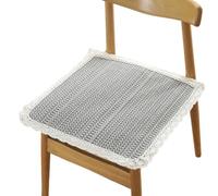 Juego de 4 cojines de asiento con encaje cuadrado - Relleno de carbón de bambú | 100% algodón | Correas antideslizantes | Lavables a máquina | Uso para todas las estaciones (D 45*45cm/18*18in)