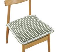 Juego de 4 cojines de asiento con encaje cuadrado - Relleno de carbón de bambú | 100% algodón | Correas antideslizantes | Lavables a máquina | Uso para todas las estaciones (B 40*40cm/16*16in)