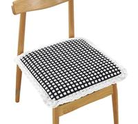 Juego de 4 cojines de asiento con encaje cuadrado - Relleno de carbón de bambú | 100% algodón | Correas antideslizantes | Lavables a máquina | Uso para todas las estaciones (A 50*50cm/20*20in)