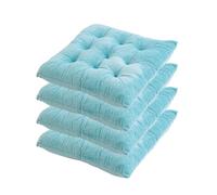 Juego de 4 cojines para silla de comedor, 40 x 40 cm, de terciopelo suave y cristal, con lazos, relleno de poliéster azul, cómodos y elegantes