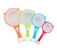 Juego de 4 Coladores de Malla Fina de Plástico con Mango Largo para Harina, Leche de Soja, Yogur, Té, Jugo, Azúcar - Herramientas de Cocina Multiusos