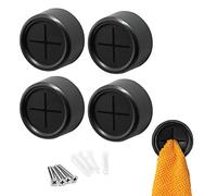 Juego de 4 Colgadores Trapos Cocina y Toallas Baño Adhesivos o con Tornillos, Colgador Toallas Baño Negro Mate, Ganchos Adhesivos Pared Resistentes sin Taladro, Hogar y Cocina Soporte（4.2X2.2CM）