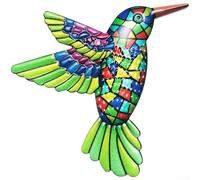 Juego de 4 colgantes de pared de colibrí de hierro para valla de jardín al aire libre, decoración rústica forjada